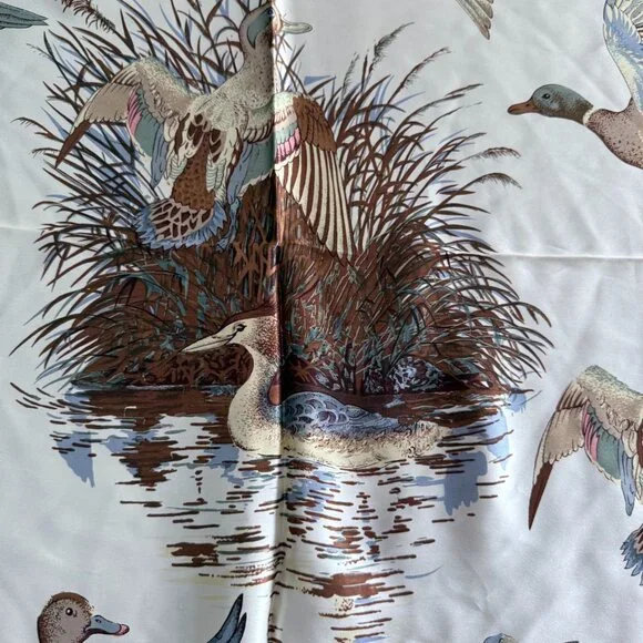 Silk Scarf Birds in france Womens One Size Timeless Brown  display picture 3